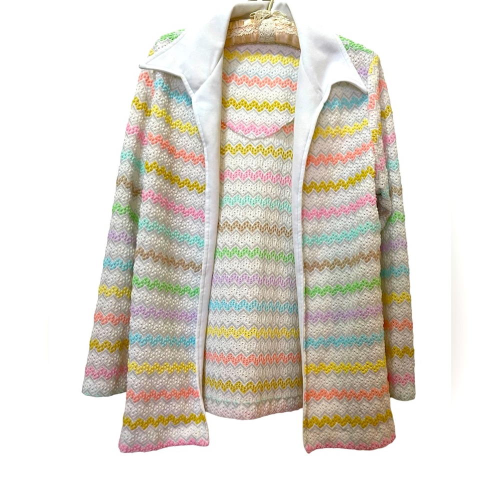 Vintage White and Multi-Color Pastel Jacket, no tags